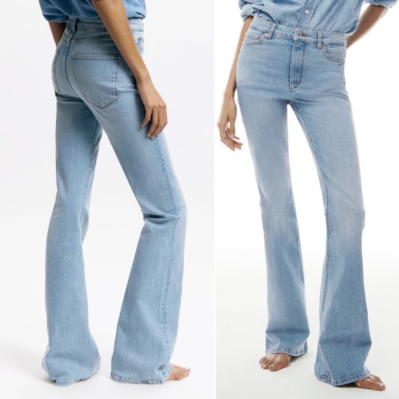 Zara Denim - NEW Zara ZW The Skinny Flared High Waist Full Length Light Blue Denim Jeans 6